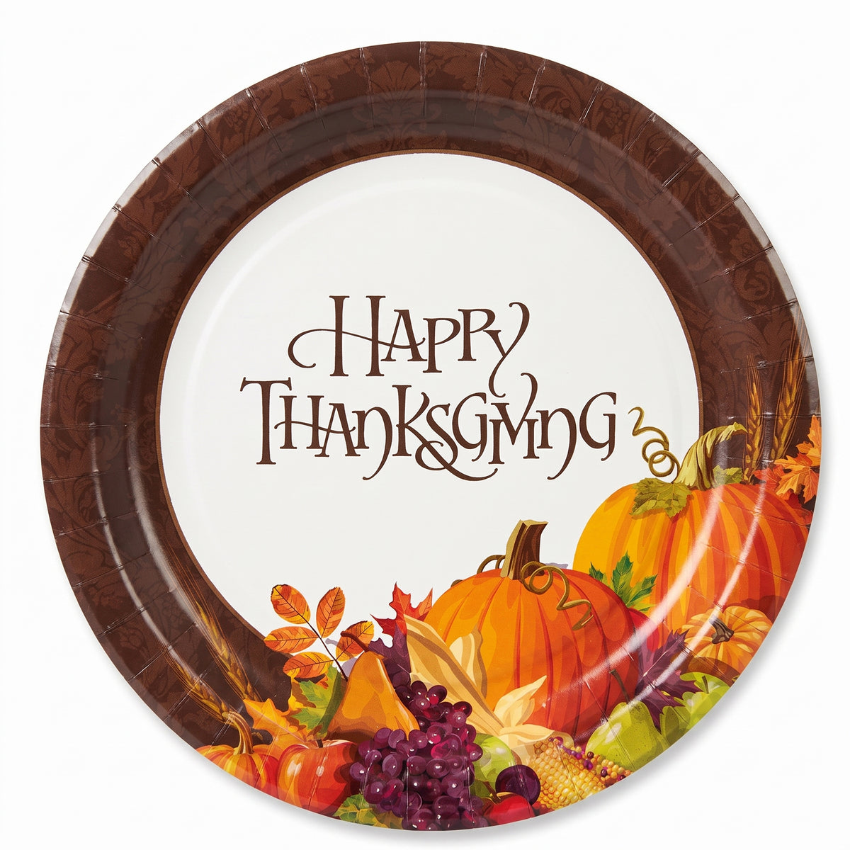Festive Thanksgiving Harvest Paper Plates - 8.75"
