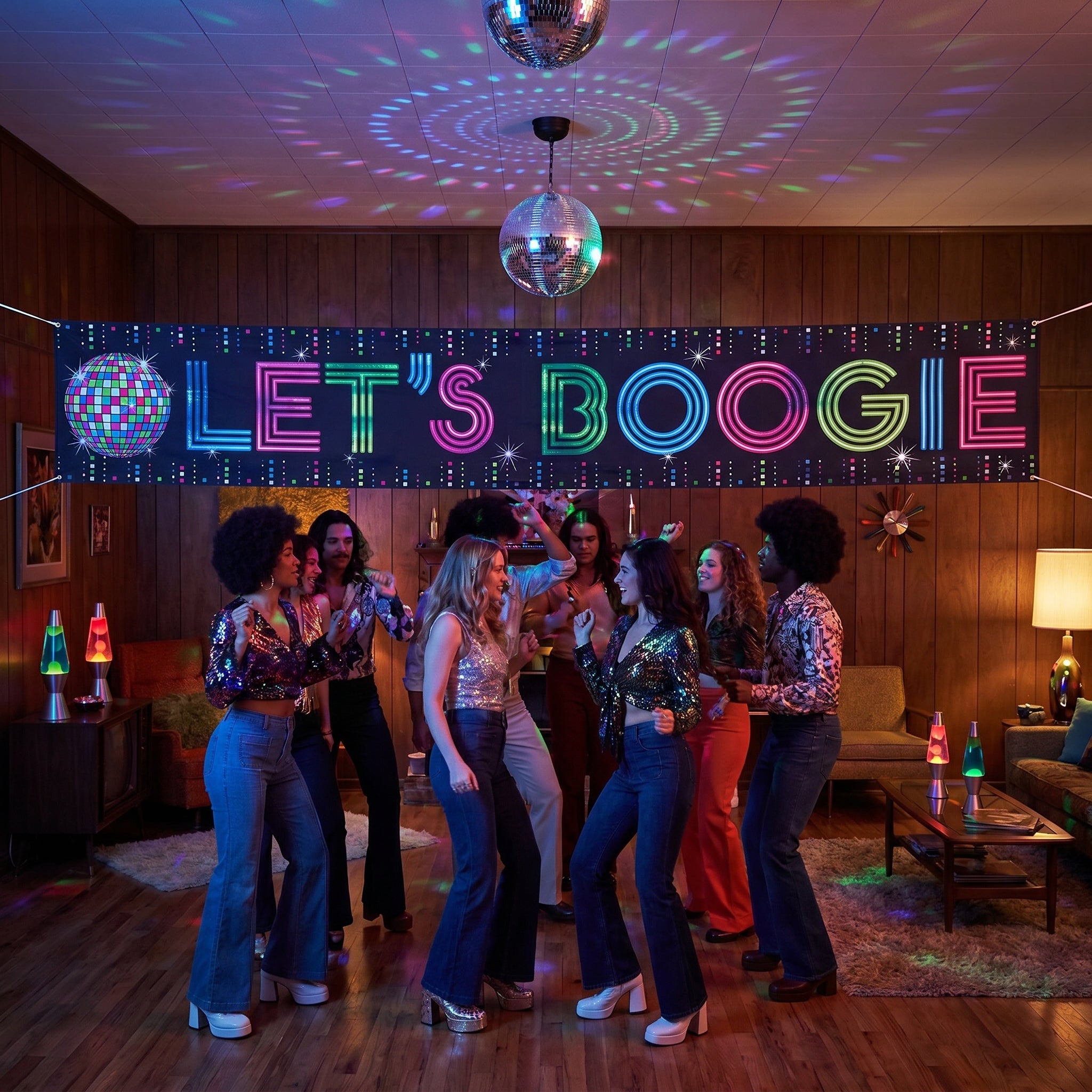 Let's Boogie Disco Fever Banner 25-ft
