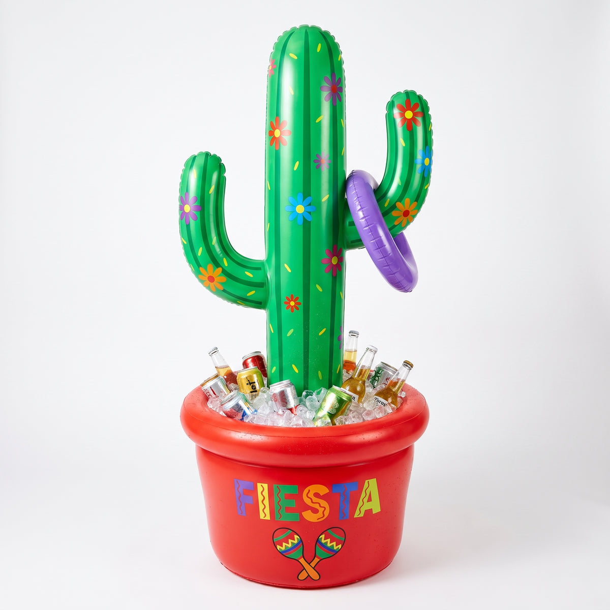 Jumbo Inflatable Cactus Cooler with Ring Toss Game - 54" Fiesta Fun