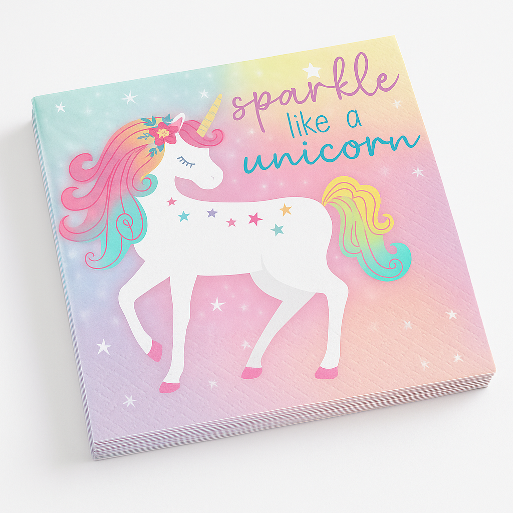 Enchanted Unicorn Lunch Napkins - "Sparkle Like A Unicorn" 16-Pack