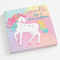 Enchanted Unicorn Lunch Napkins - "Sparkle Like A Unicorn" 16-Pack