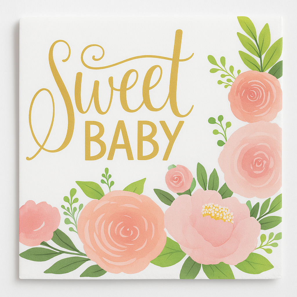 Floral Baby Shower Lunch Napkins - "Sweet Baby" Design, 16-Pack