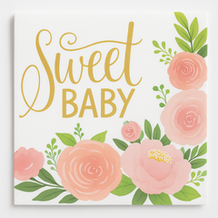 Floral Baby Shower Lunch Napkins - "Sweet Baby" Design, 16-Pack