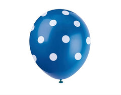 6ct, 12" Royal Blue Polka Dot Latex Balloon