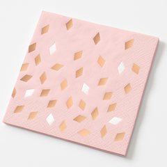 Blush Birthday Lunch Napkins with Rose Gold Confetti - 16 Pack