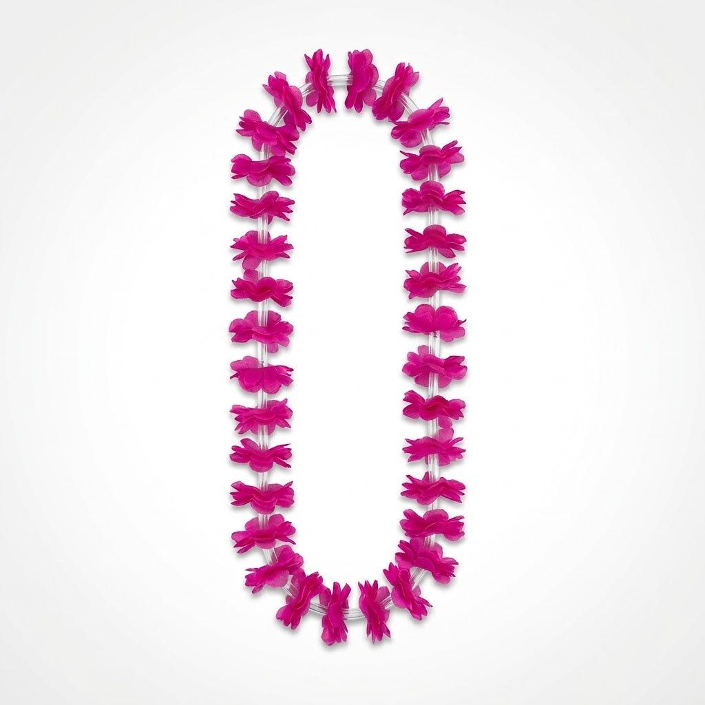 Bright Pink Hawaiian Lei Necklace - 40"