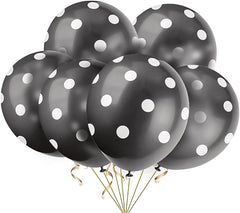 6ct, 12" Black Polka Dot Latex Balloon