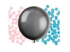 24 In. Latex Black Gender Reveal With Pink Confetti Balloon | 1 Count