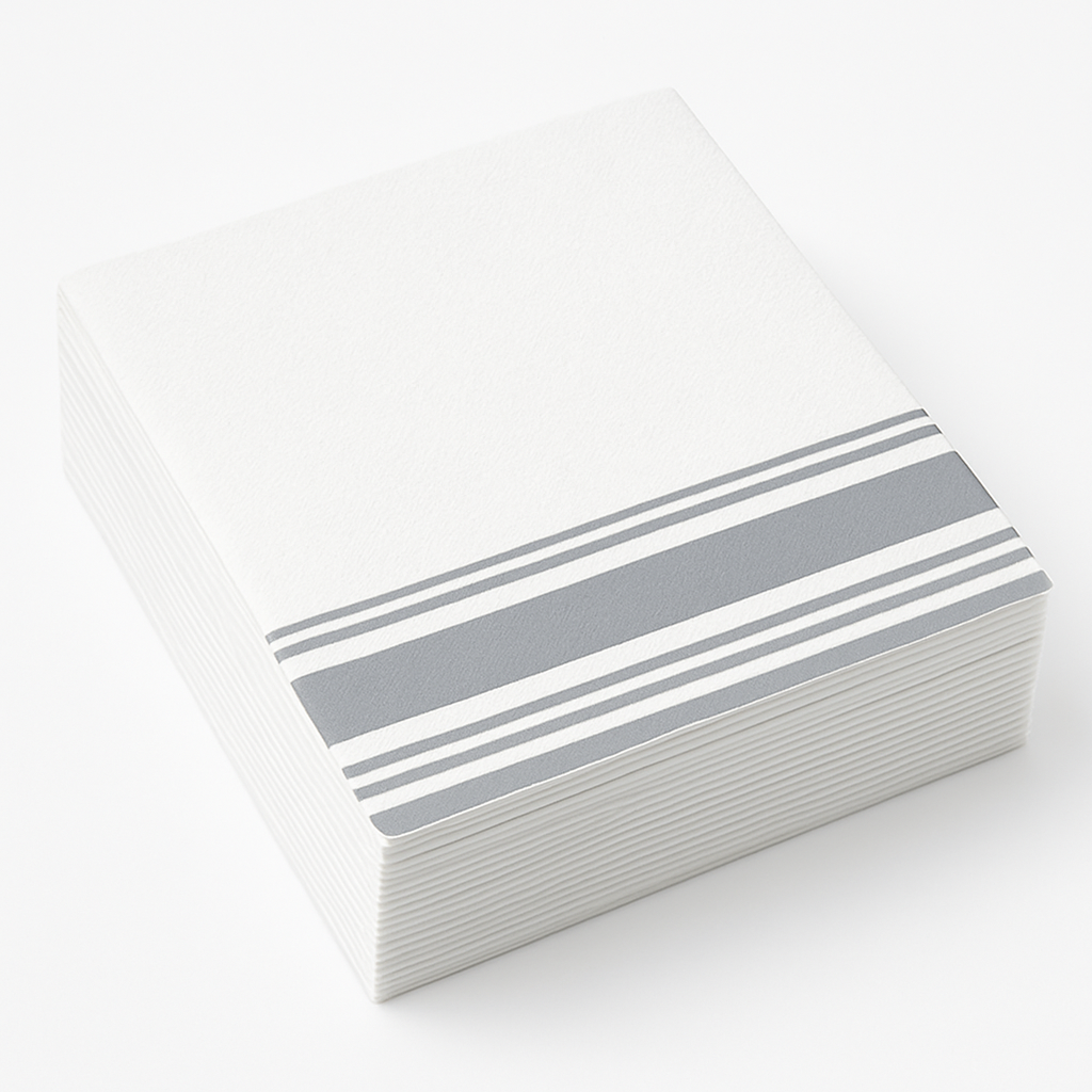 Elegant Silver Stripe Airlaid Dinner Napkins - 8 In. x 8 In. - 40 Pack