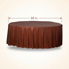 Chocolate Brown Round Plastic Table Cover - 84"