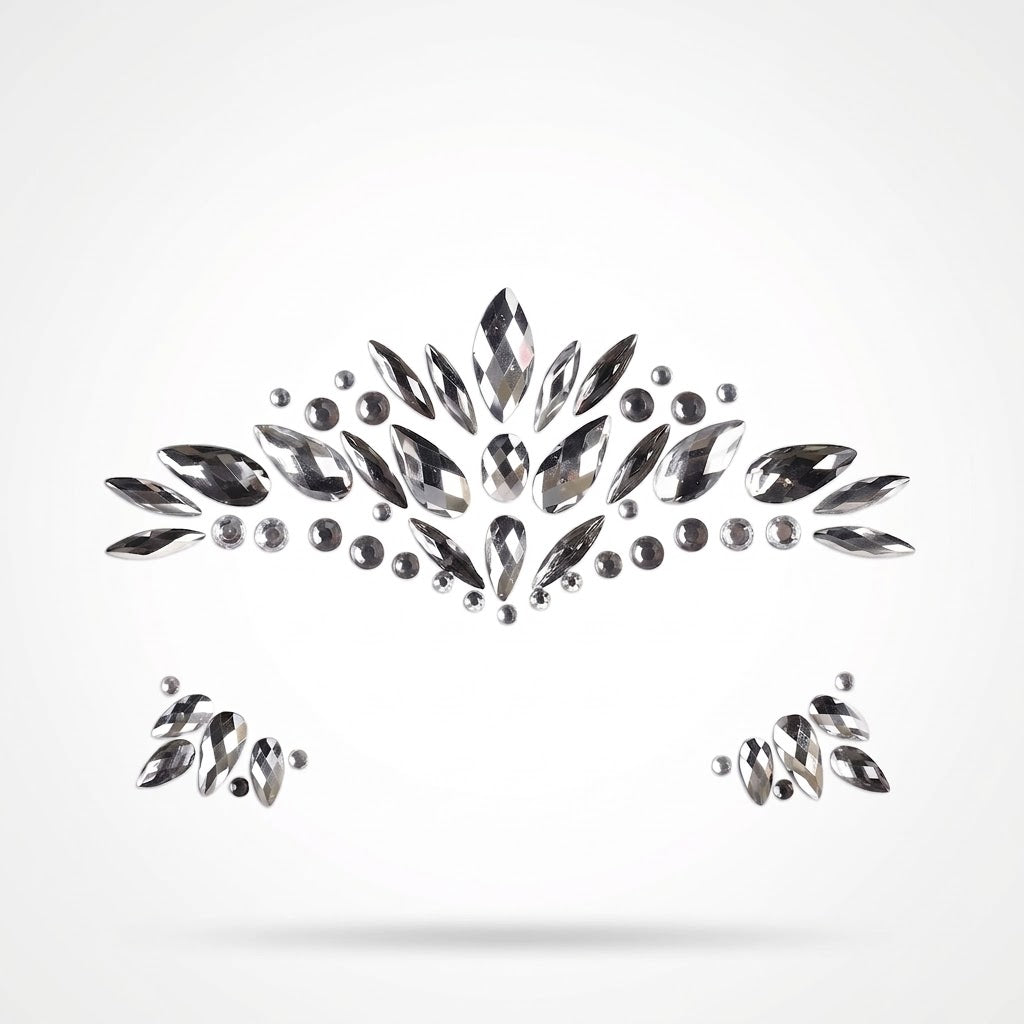 Silver Self-Adhesive Face Jewels - 1.5" x 4.5"