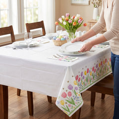 Spring Tulip Garden Plastic Table Cover, 54" x 102"