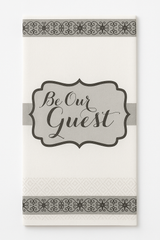 Silver "Be Our Guest" Premium Guest Towels - 8 In. x 4 In. - 16 Pack