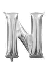 Silver Letter "N" Foil Balloon | 16" Air-Filled