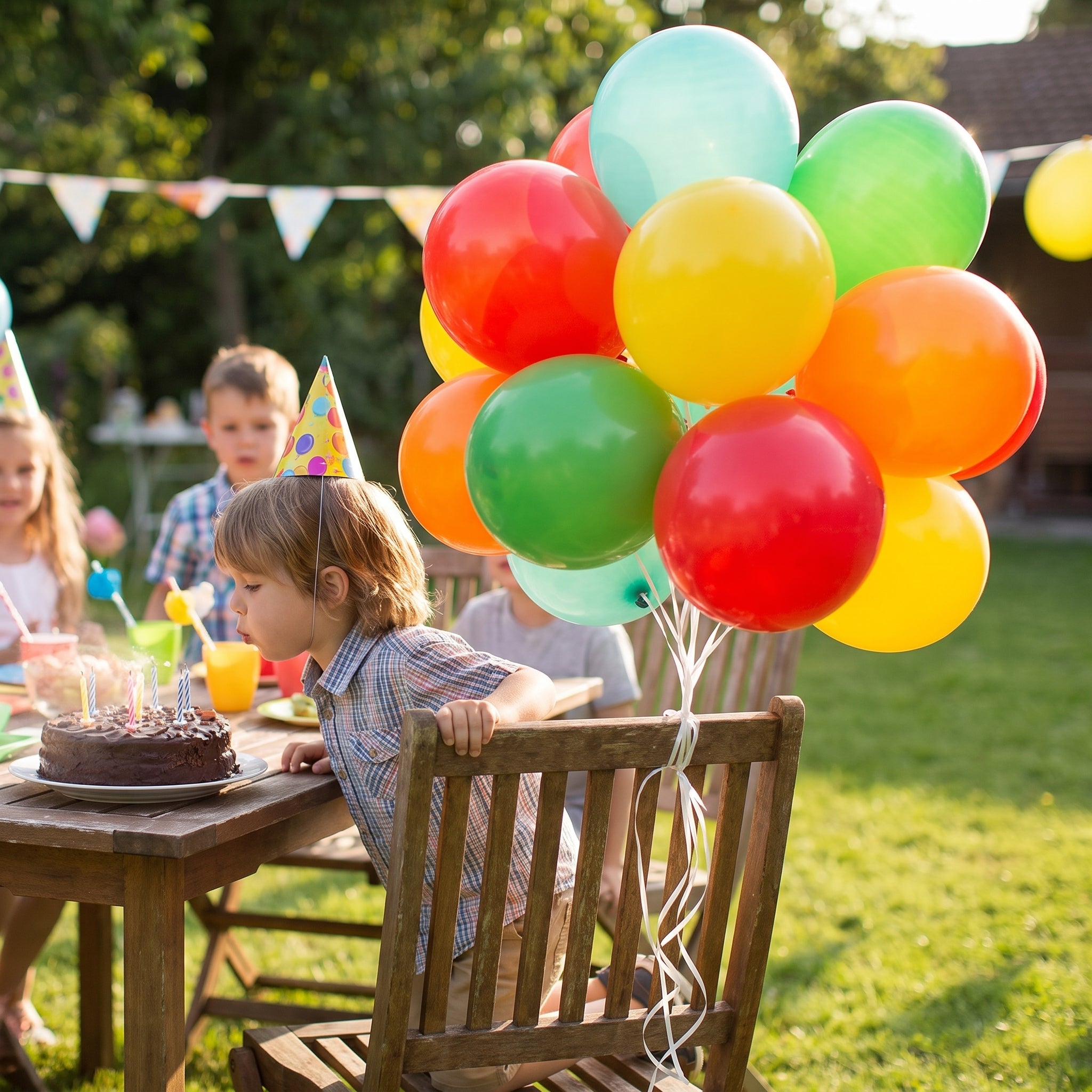 Vibrant Rainbow Sphere Latex Balloon Chandelier