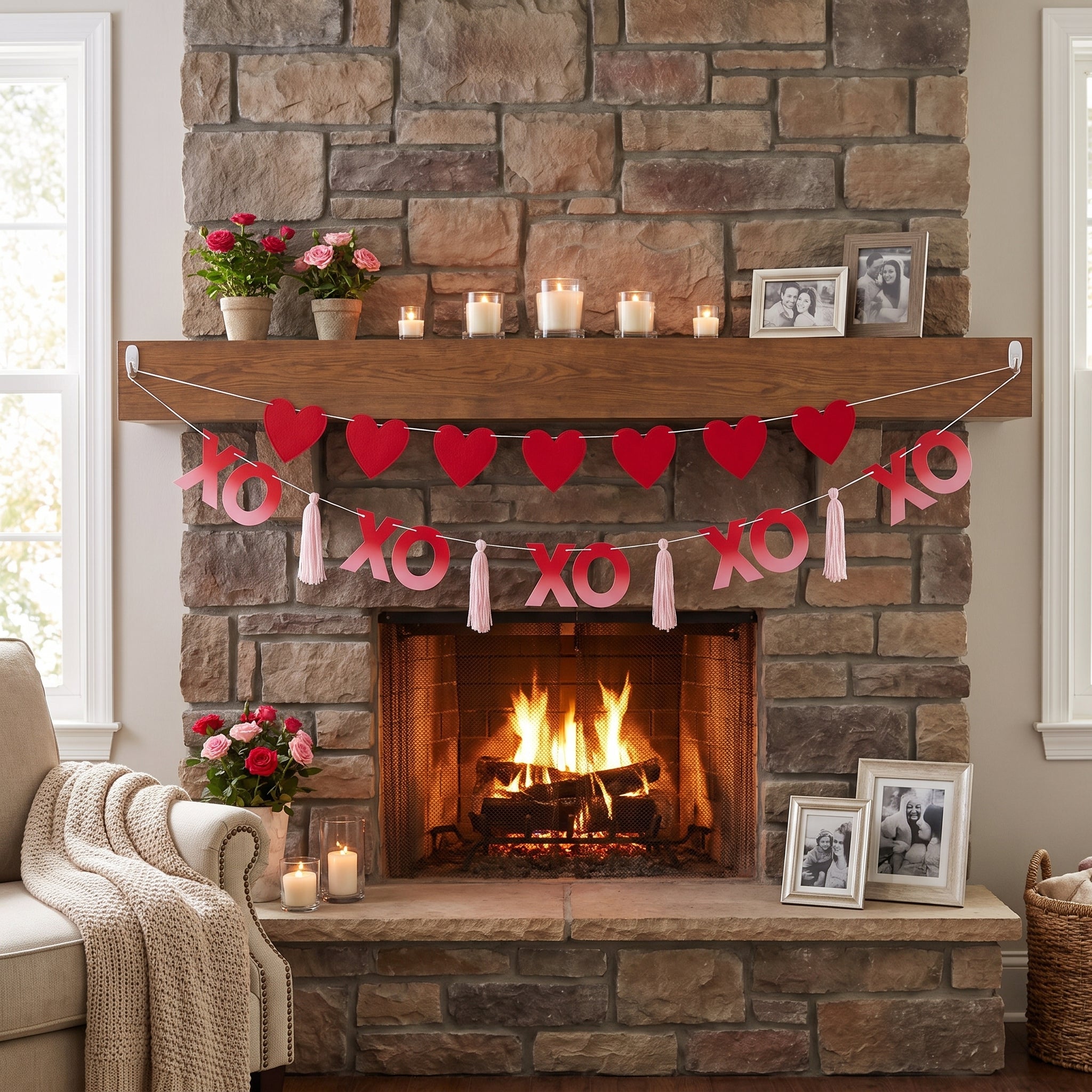 XOXO Tassel & Heart Banner Set for Valentine's Day