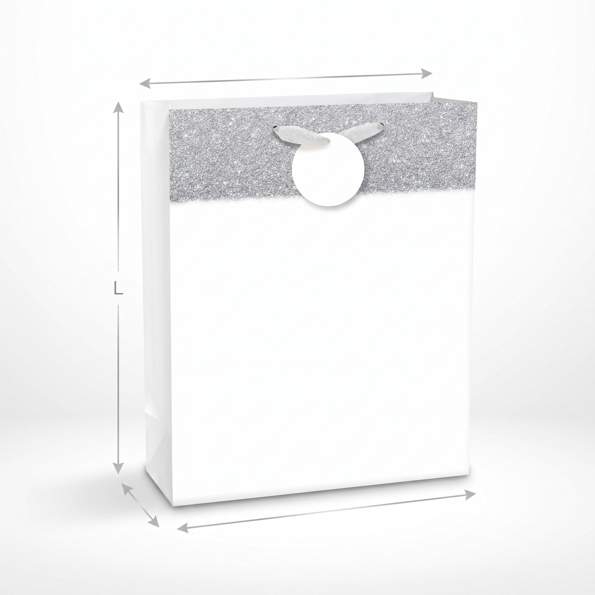 Elegant Large White Matte Gift Bag with Glitter