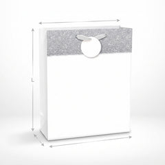 Elegant Large White Matte Gift Bag with Glitter
