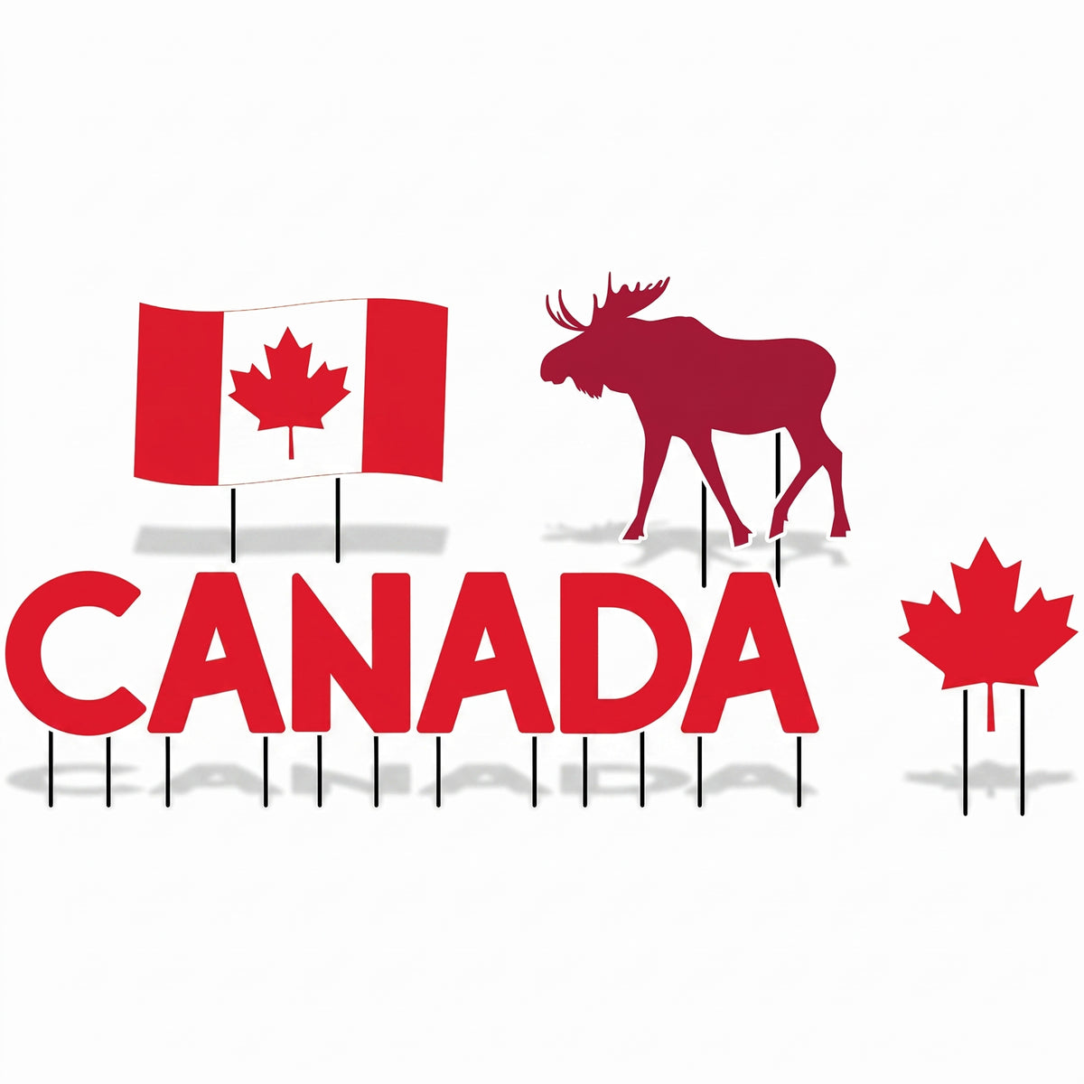 Canada Day Yard Sign Set - 9-Piece Patriotic Lawn Decorations