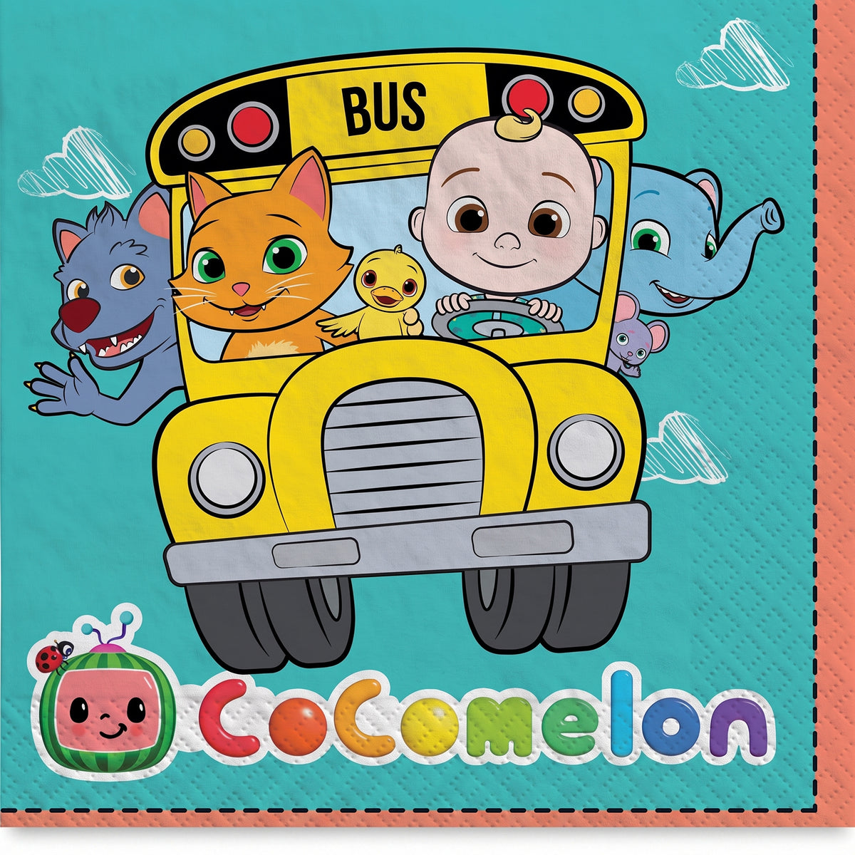 CoComelon Kids' Birthday Lunch Napkins - 6.5 In. x 6.5 In. - 16 Pack