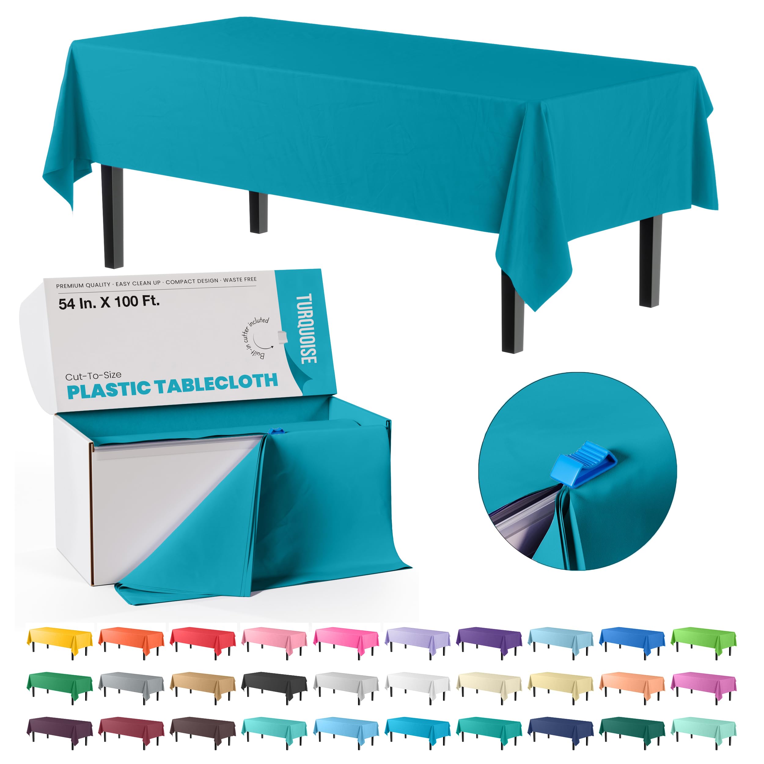 54 In. x 100 Ft. Cut To Size Table Roll | Turquoise