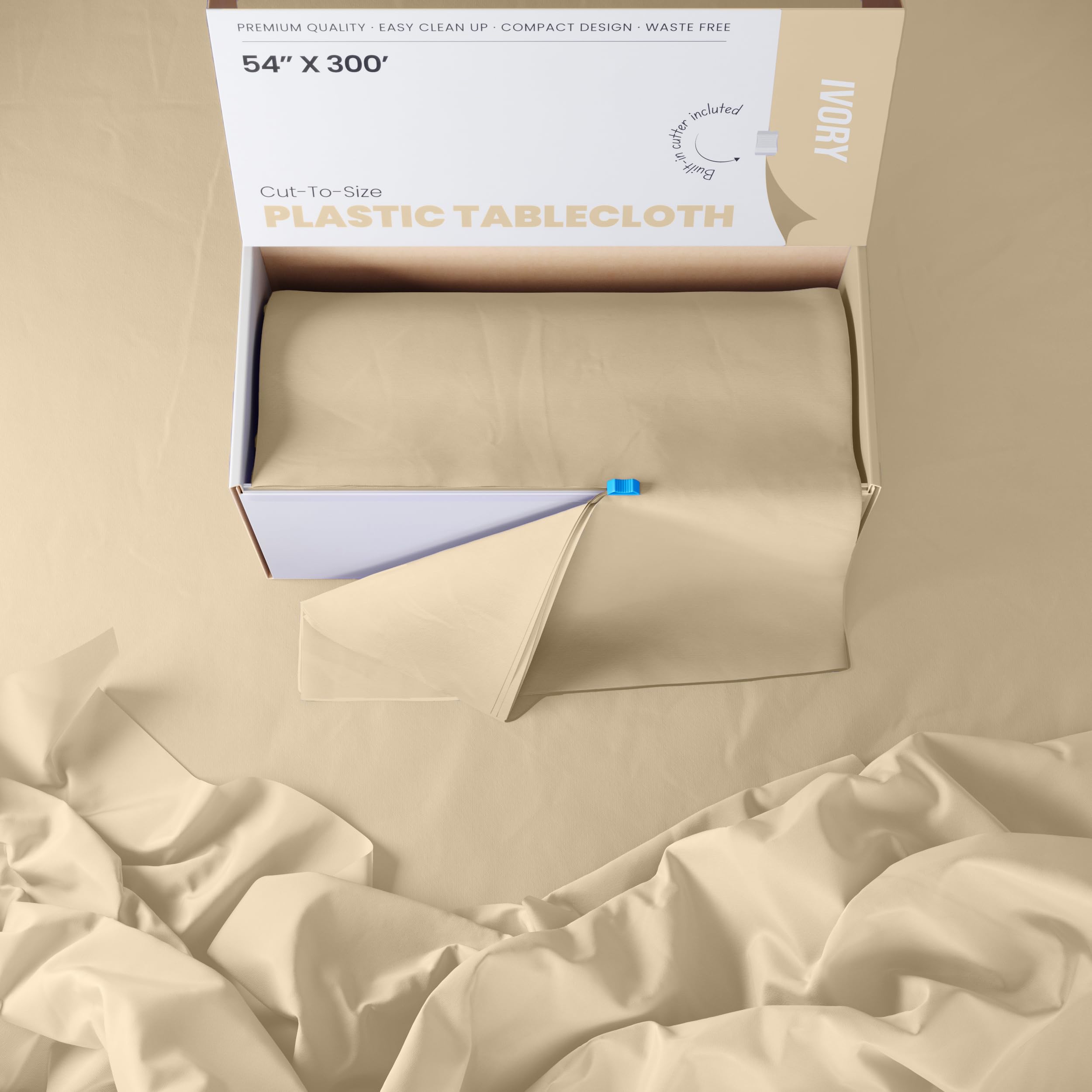 54 In. x 300 Ft. Cut To Size Table Roll | Ivory