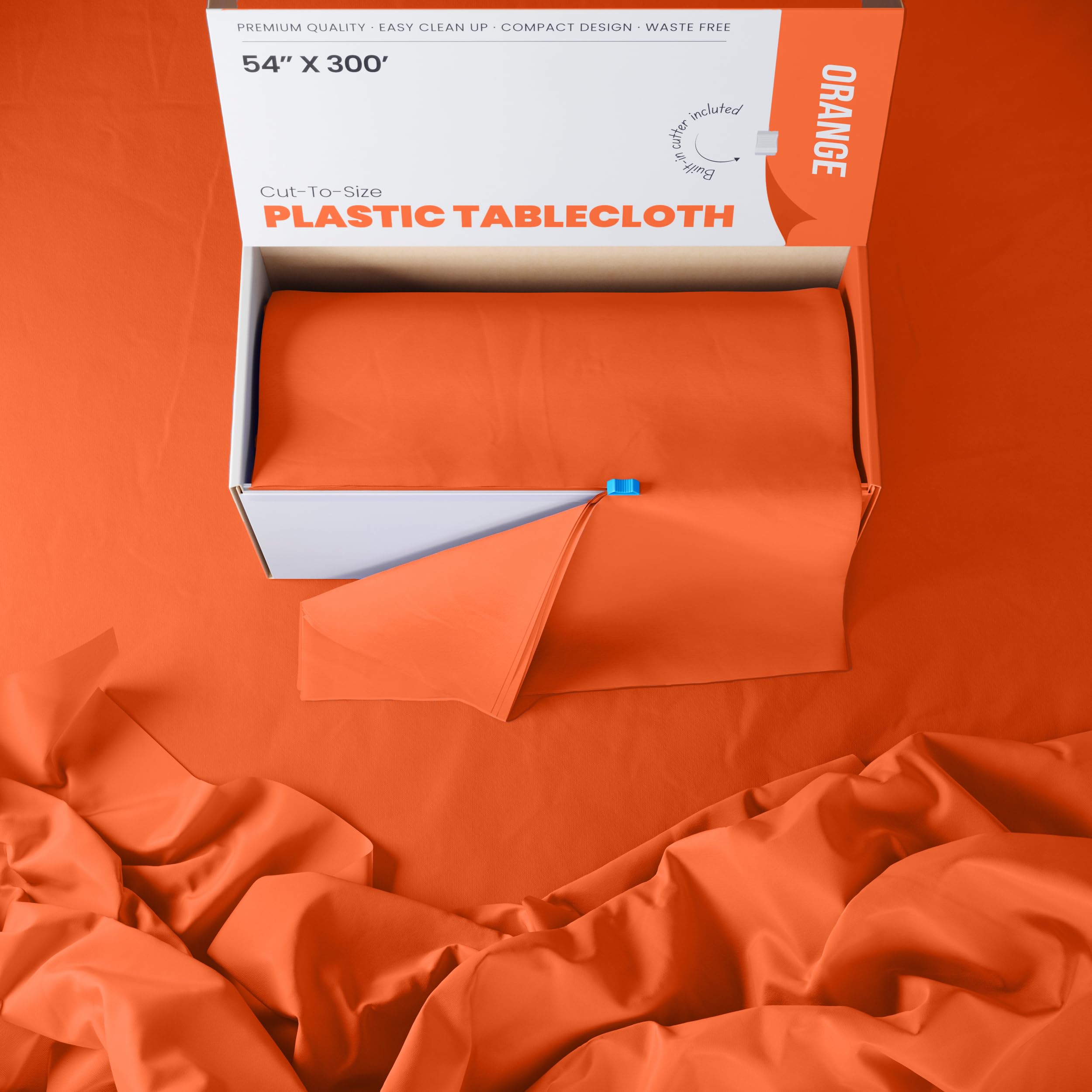 54 In. x 300 Ft. Cut To Size Table Roll  | Orange | Case of 4