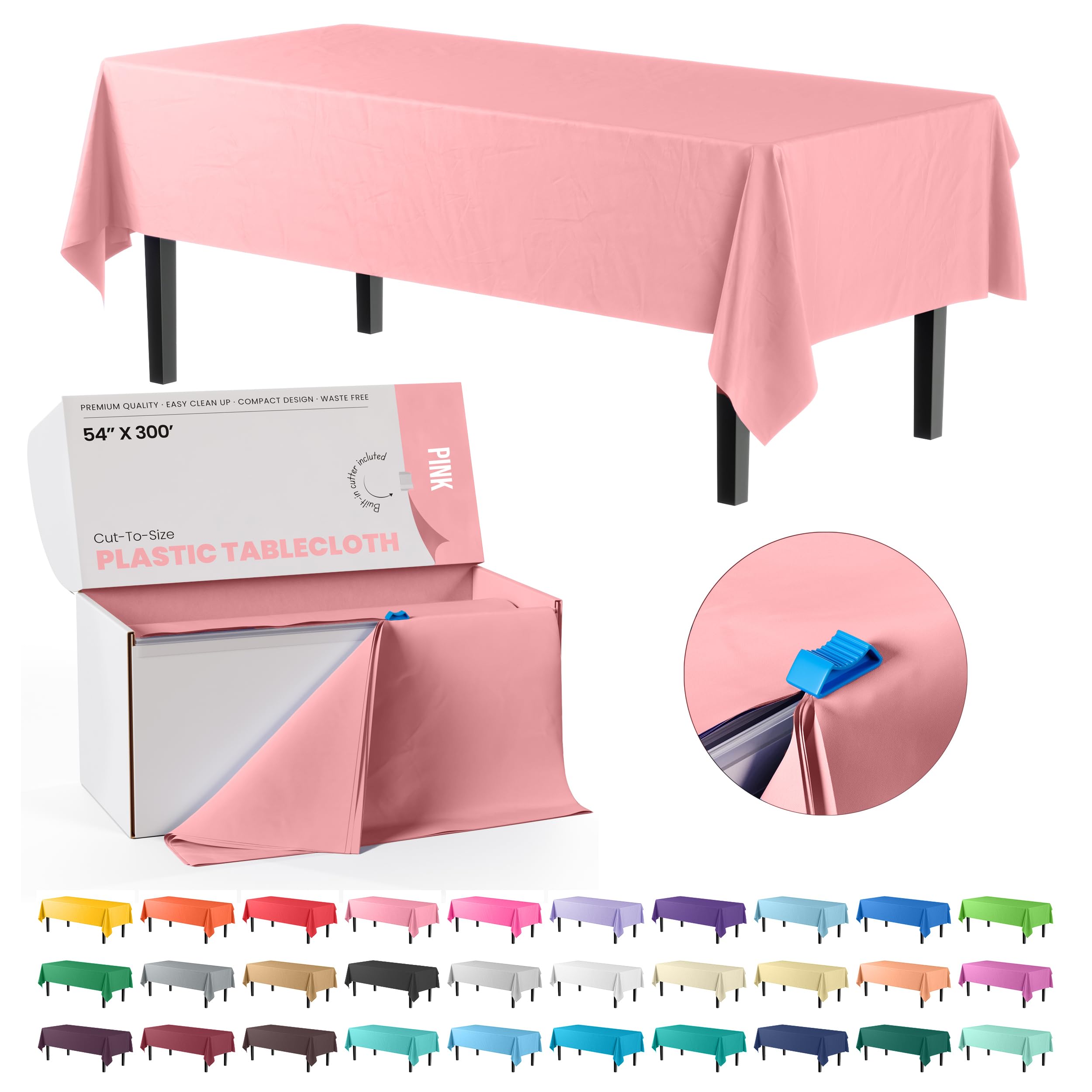 54 In. x 300 Ft. Cut To Size Table Roll | Pink