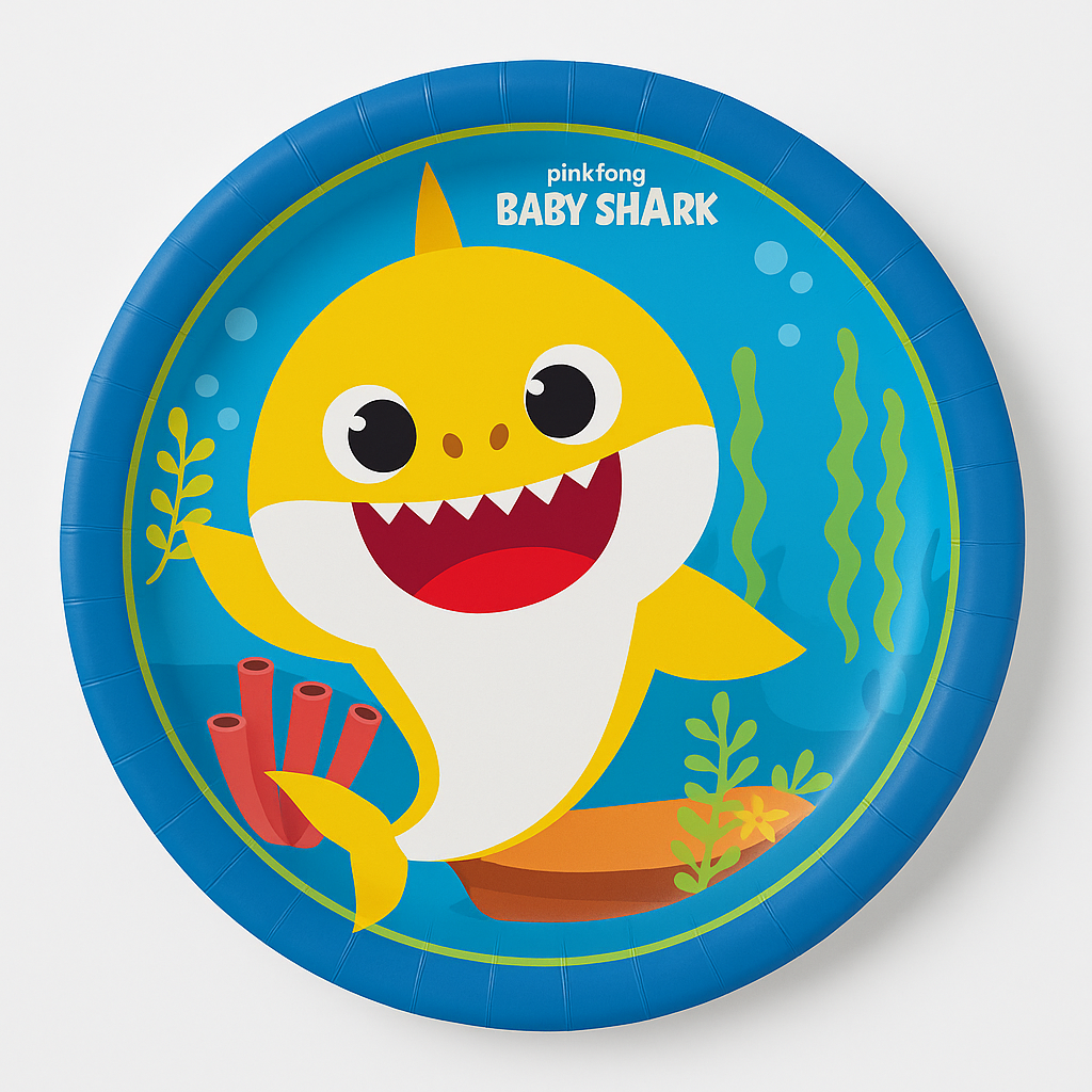 Baby Shark 7" Round Paper Dessert Plates - 8 Pack