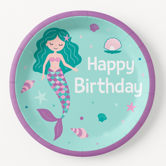 Enchanting Mermaid Birthday Paper Plates - 6.75"
