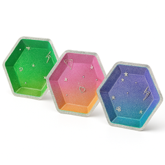 Sparkle Hexagon Prismatic Paper Plates, 7-Inch, 8-Pack