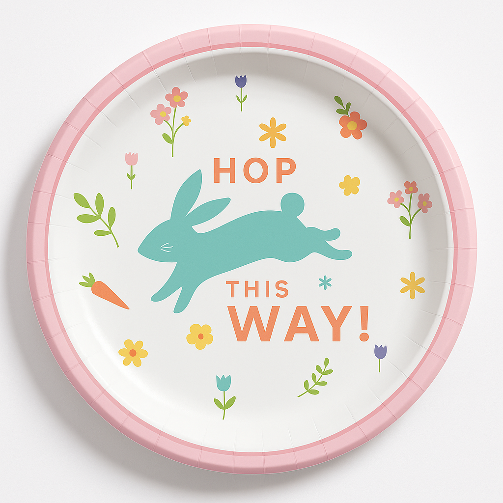 Easter Wishes Bunny Paper Plates - 7", 8-Pack