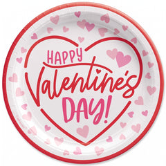 Valentine's Day Heart Design 9" Round Paper Plates