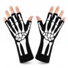 Glow-in-the-Dark Skeleton Fingerless Gloves - Adult Halloween Accessory