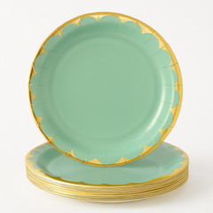 Leaf Green Metallic Paper Plates - 6.75" (10 Pack)