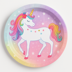 Enchanted Unicorn 9" Round Paper Plates - 8 Pack