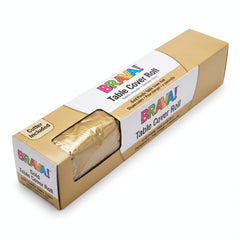 Gold Plastic Table Cover Roll with Cutter - 54 x 126 ft