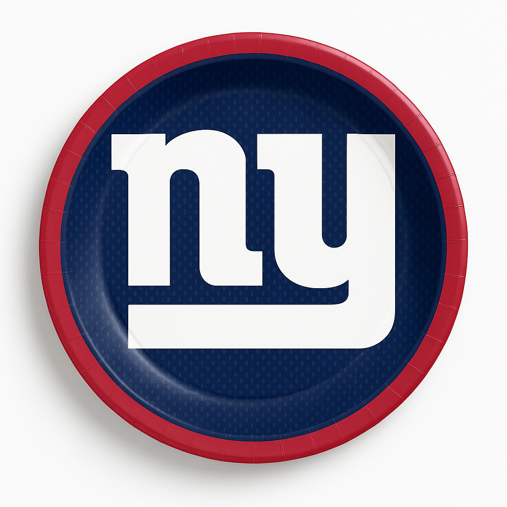 New York Giants 9" Round Paper Plates ‚Äì NFL Party Essentials
