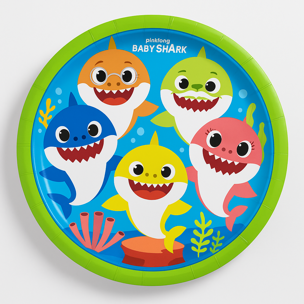 Baby Shark 9-Inch Round Paper Plates - 8 Pack