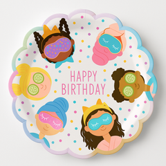 Spa Party 9" Round Iridescent Plates - 8 Pack