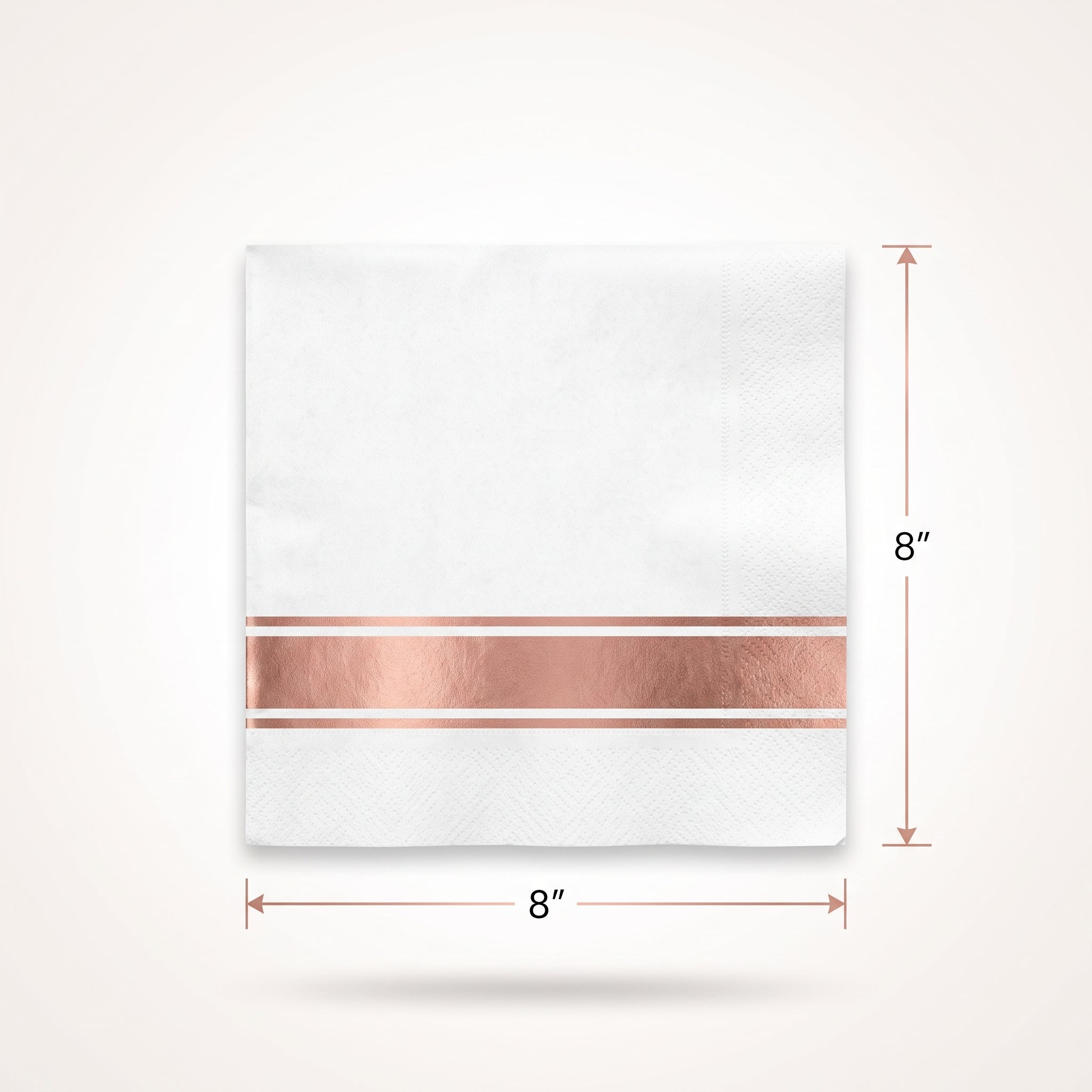 Elegant Rose Gold Airlaid Dinner Napkins - 8 In. x 8 In. - 40 Pack