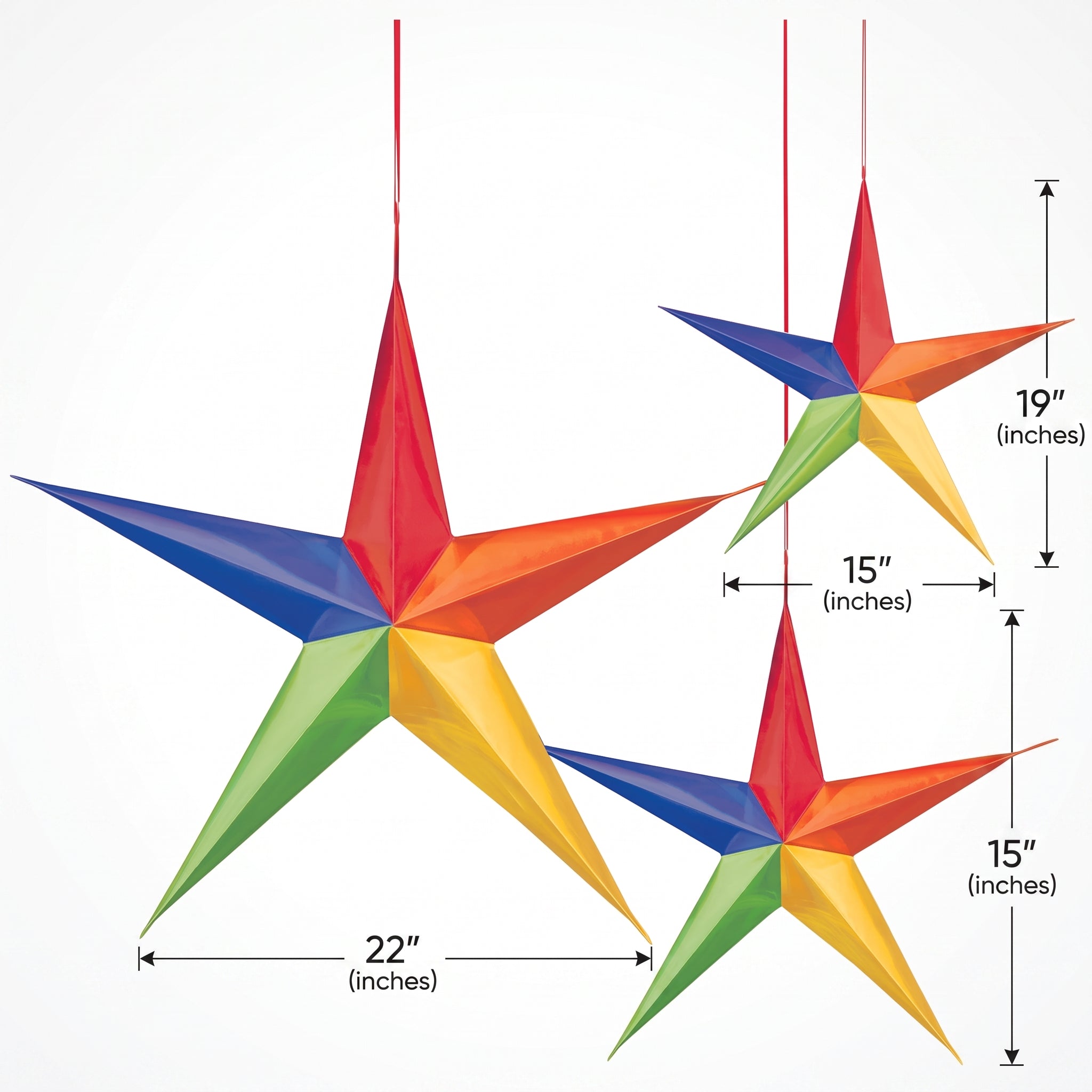 3D Rainbow Star Hanging Decorations