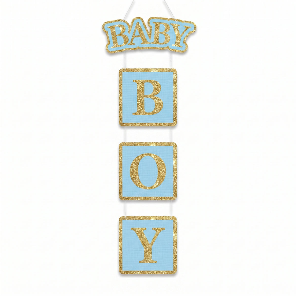 "Baby Boy" Glitter Hanging Sign Decoration for Baby Showers