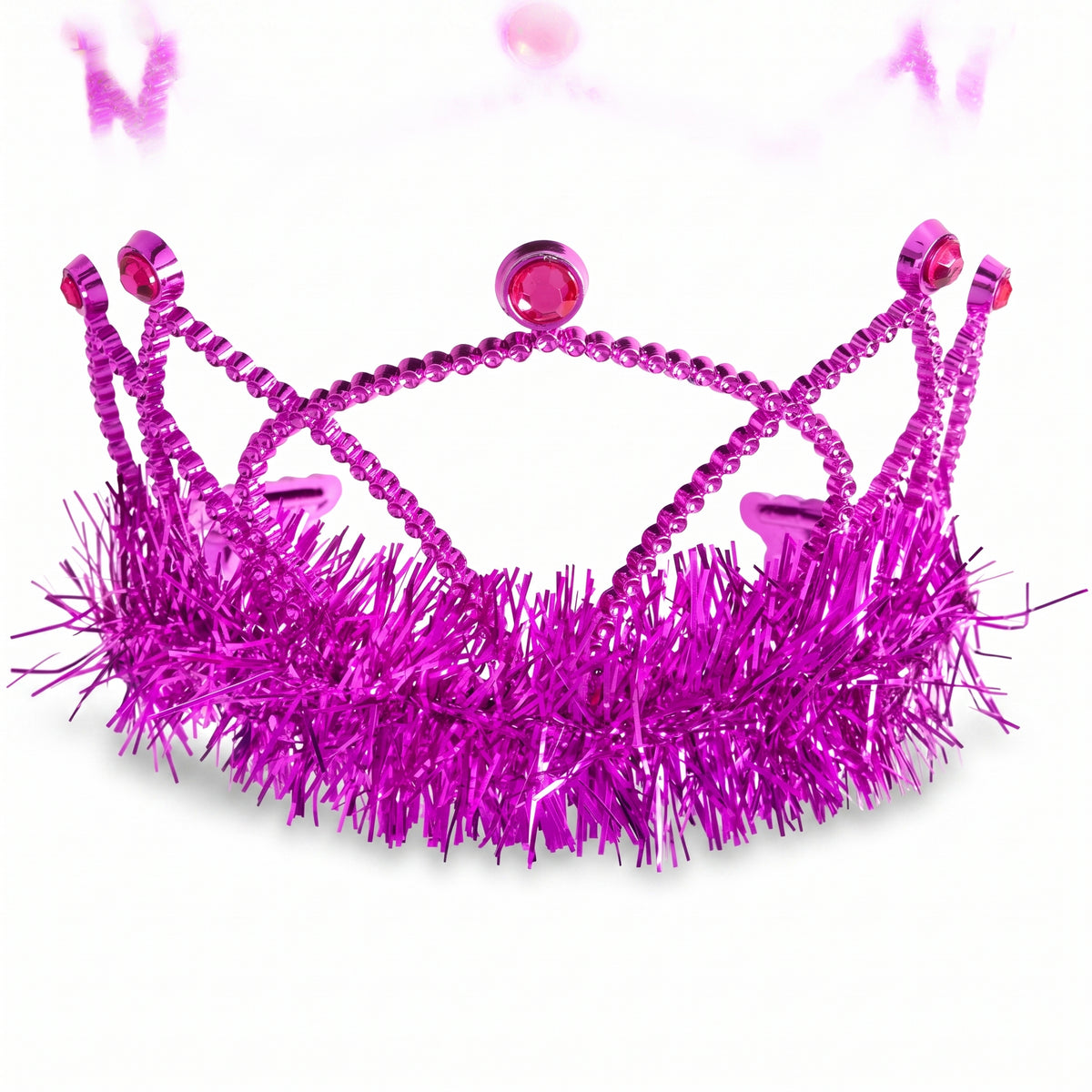 Pink Tinsel Trim Tiara