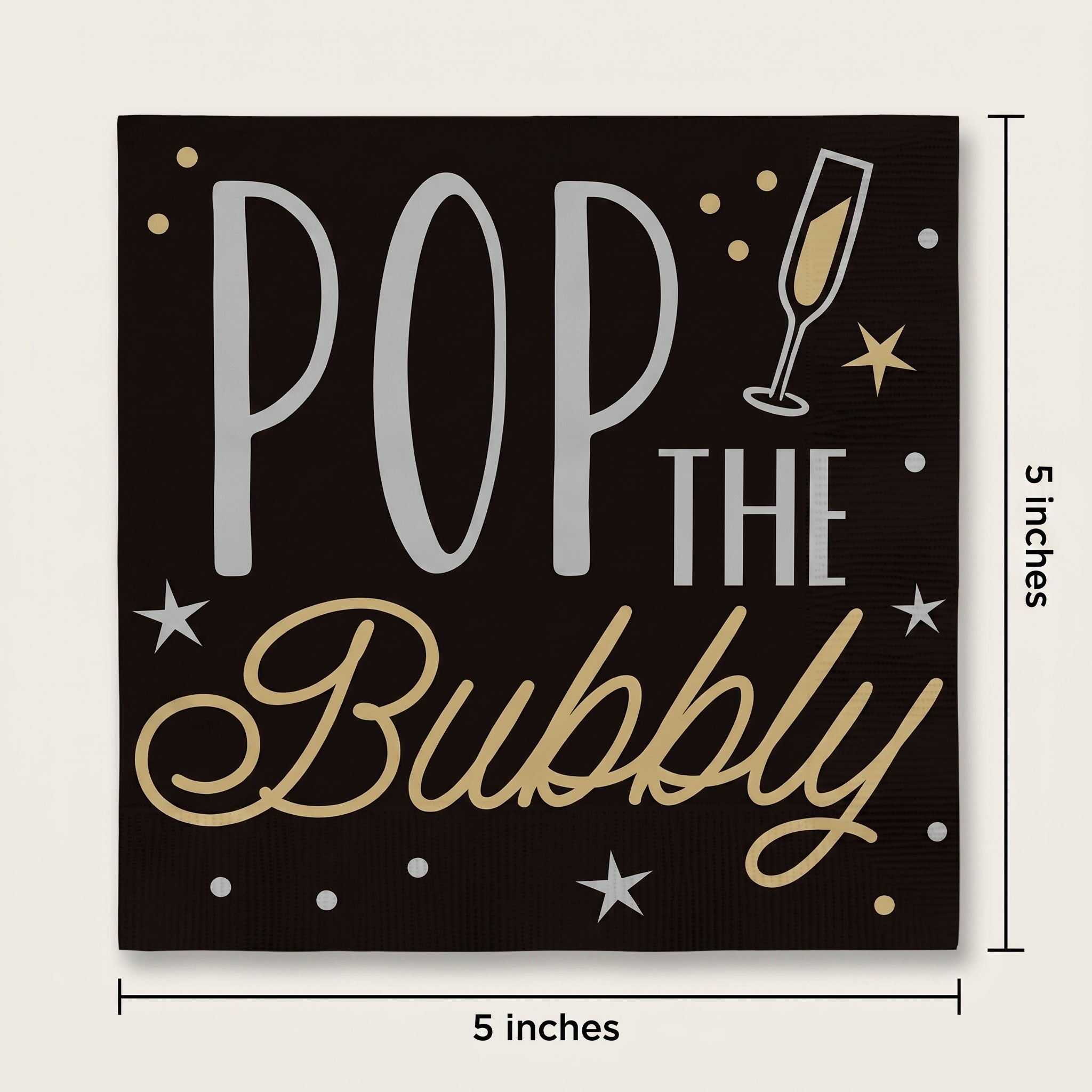Pop the Bubbly New Year's Eve Beverage Napkins - 5 In. X 5 In.