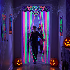 Creepy Carnival Neon Blacklight Doorway Curtain