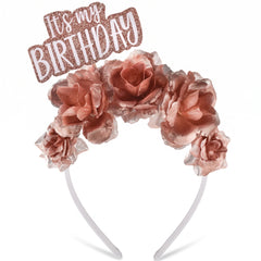 Blush Rose Gold "It's My Birthday" Deluxe Headband