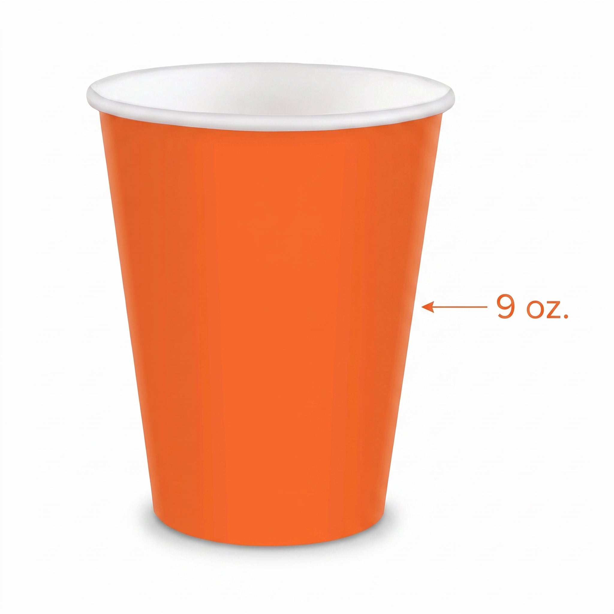 Vibrant Orange 9oz Paper Cups