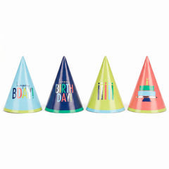 Modern Birthday Mini Foil Cone Hats - Pack of 12