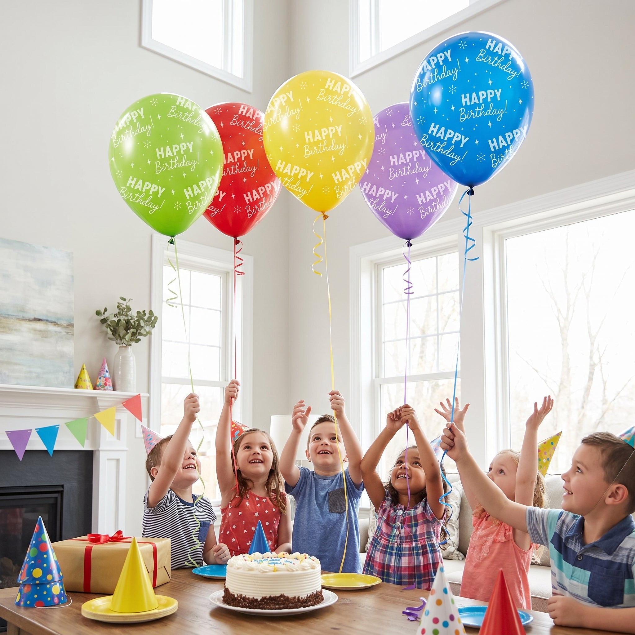 Vibrant Confetti Happy Birthday Latex Balloons, 11-Inch, 15-Pack